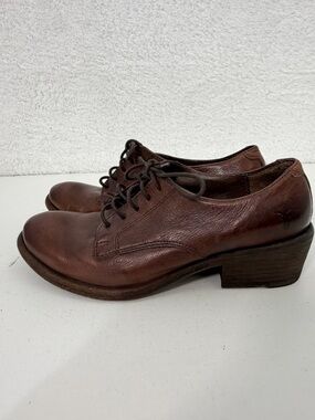 Frye Carson 74200 Womens 5.5 D Brown Leather Lace Up Oxford Block Heel Shoes